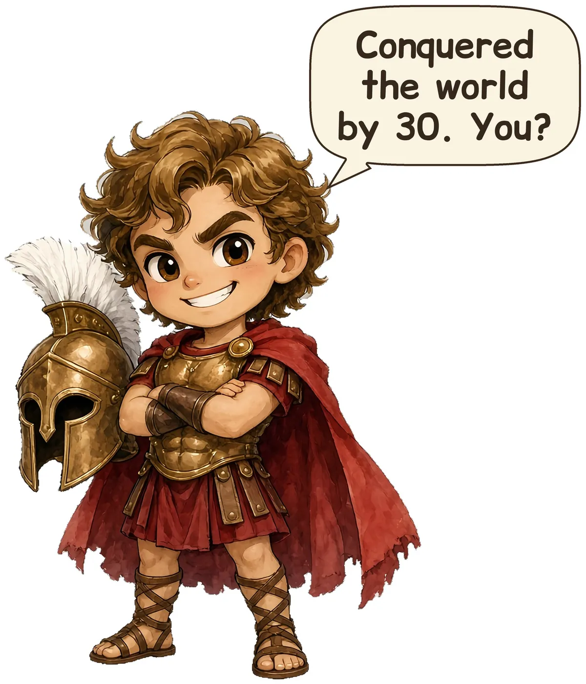 Alexander the Great storybook watercolor design