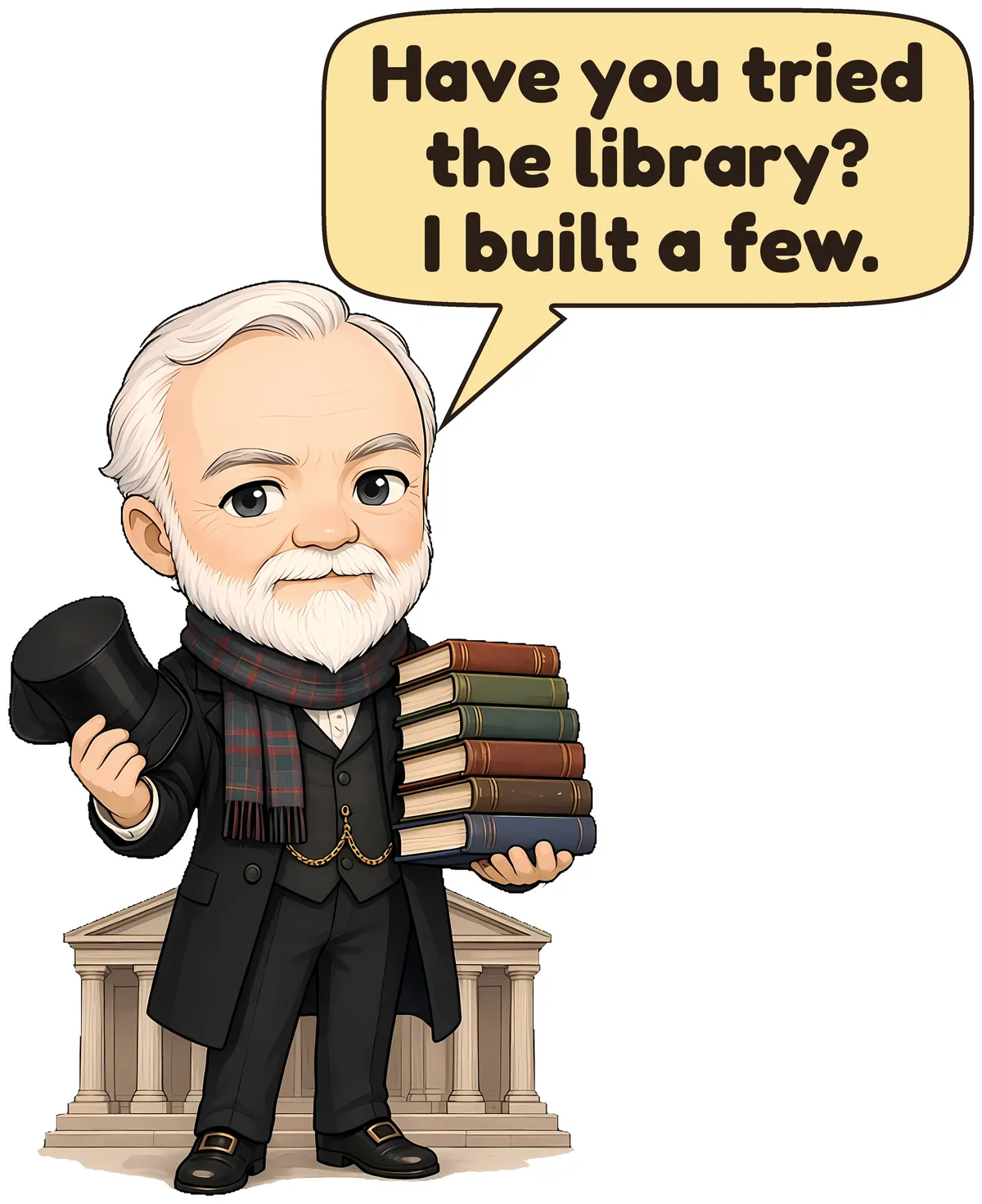 Andrew Carnegie storybook watercolor design