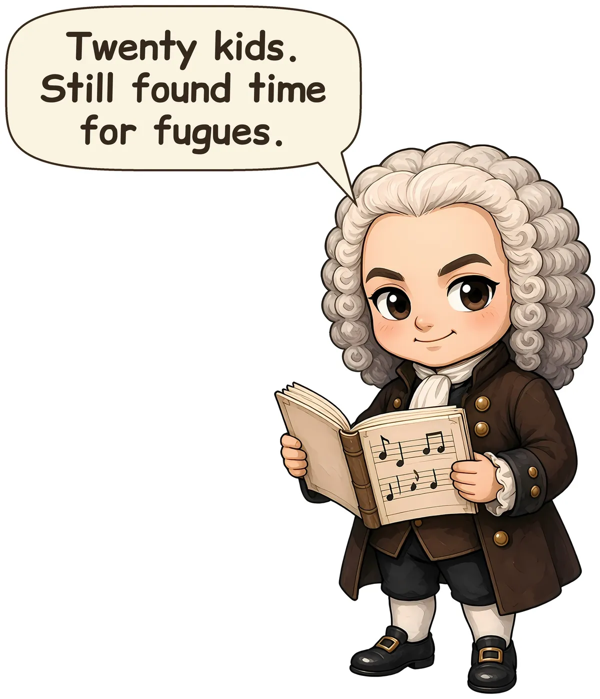 Johann Sebastian Bach storybook watercolor design