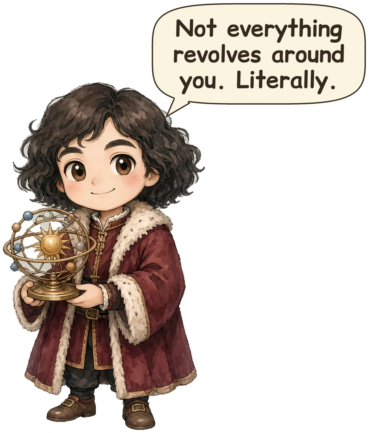 Nicolaus Copernicus storybook watercolor design