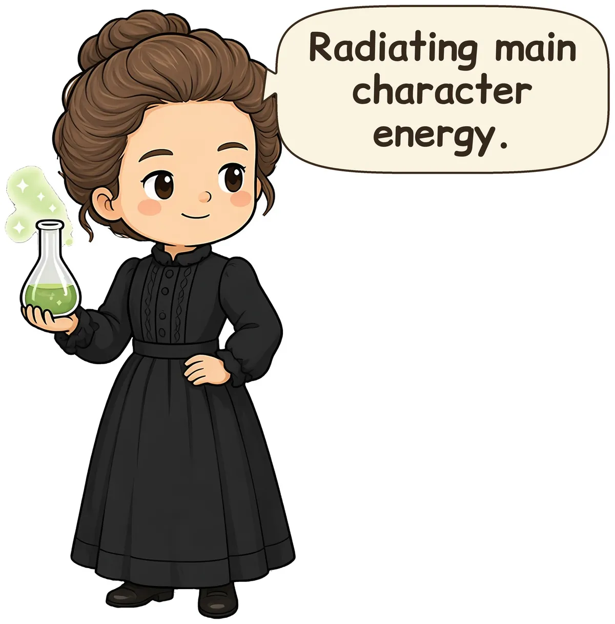 Marie Curie storybook watercolor design