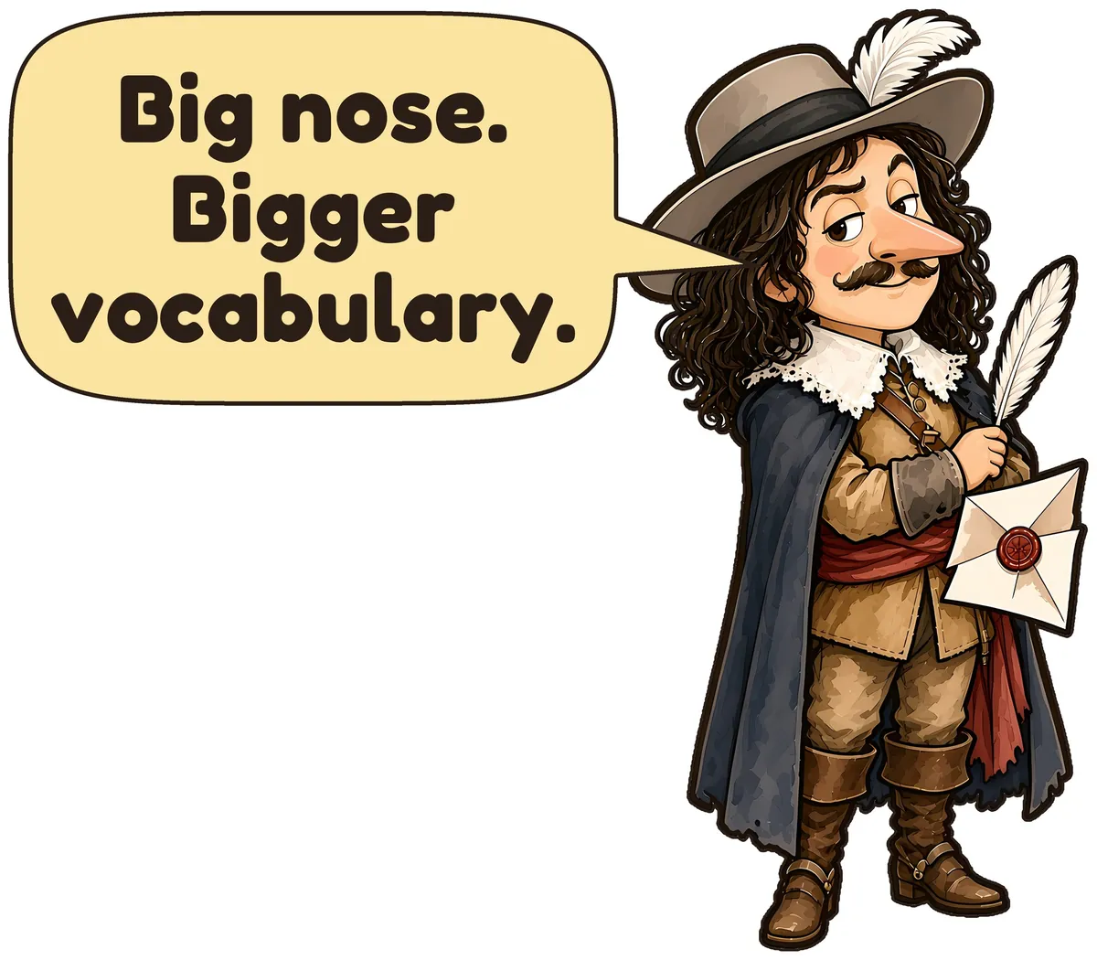 Cyrano de Bergerac storybook watercolor design