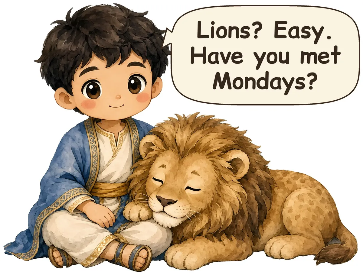 Daniel in the Lions' Den storybook watercolor design