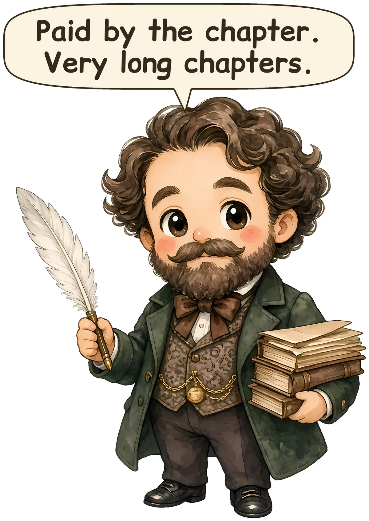 Charles Dickens storybook watercolor design