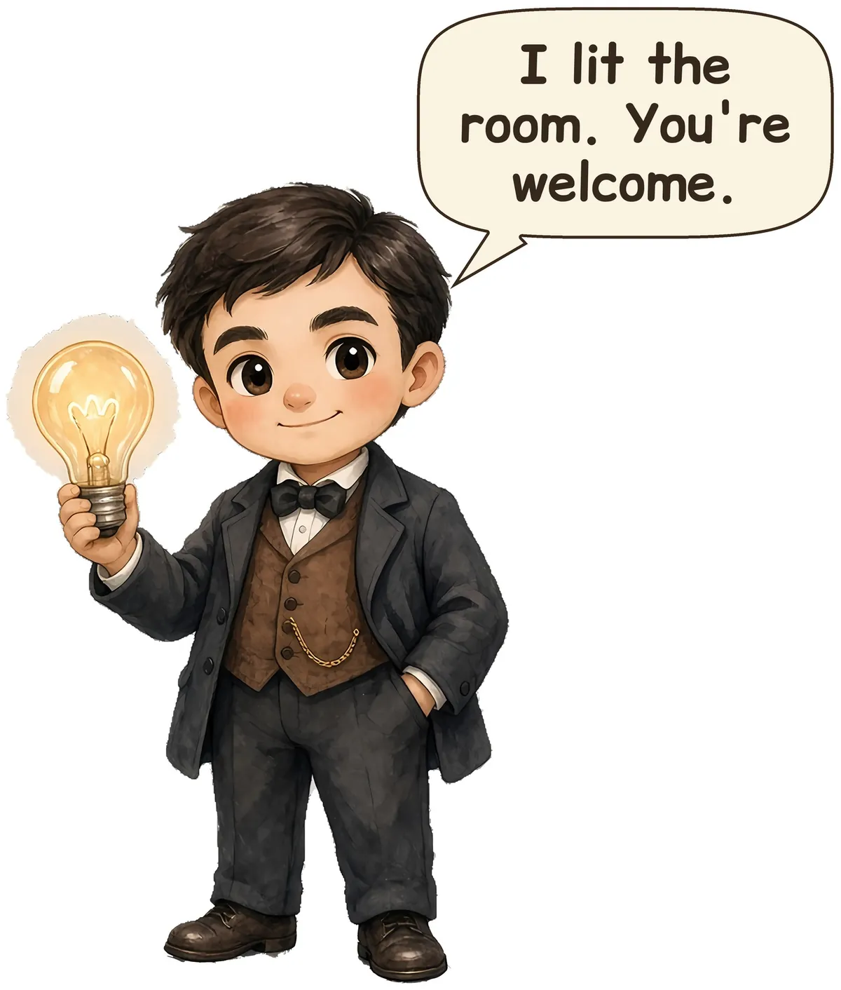 Thomas Edison storybook watercolor design