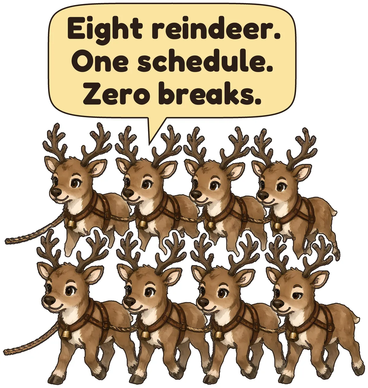 Eight Reindeer storybook watercolor design