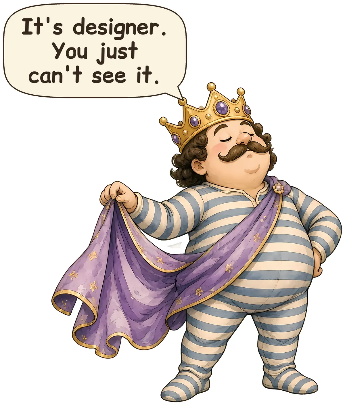 Andersen Emperor's New Clothes storybook watercolor design