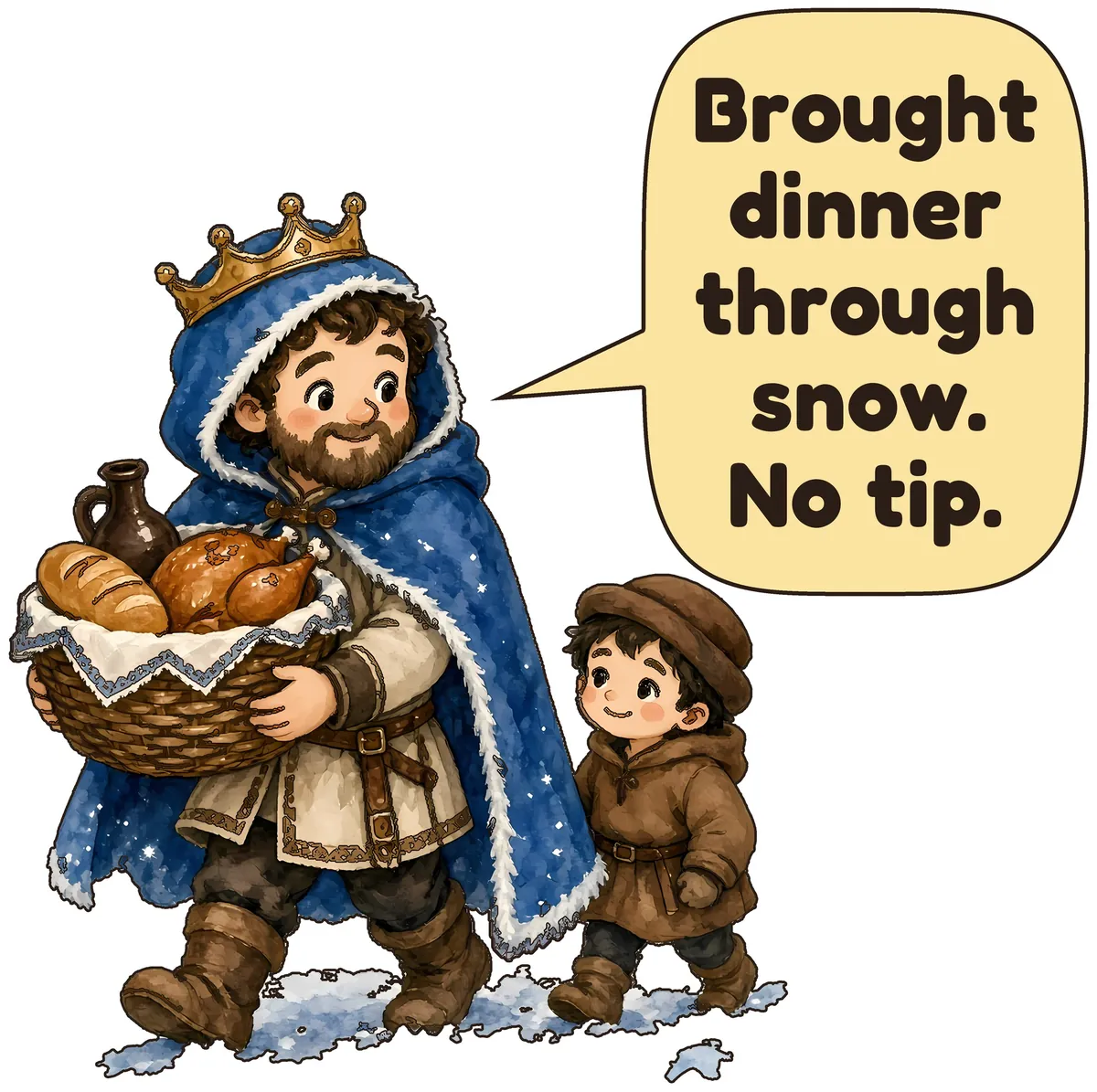 Good King Wenceslas storybook watercolor design