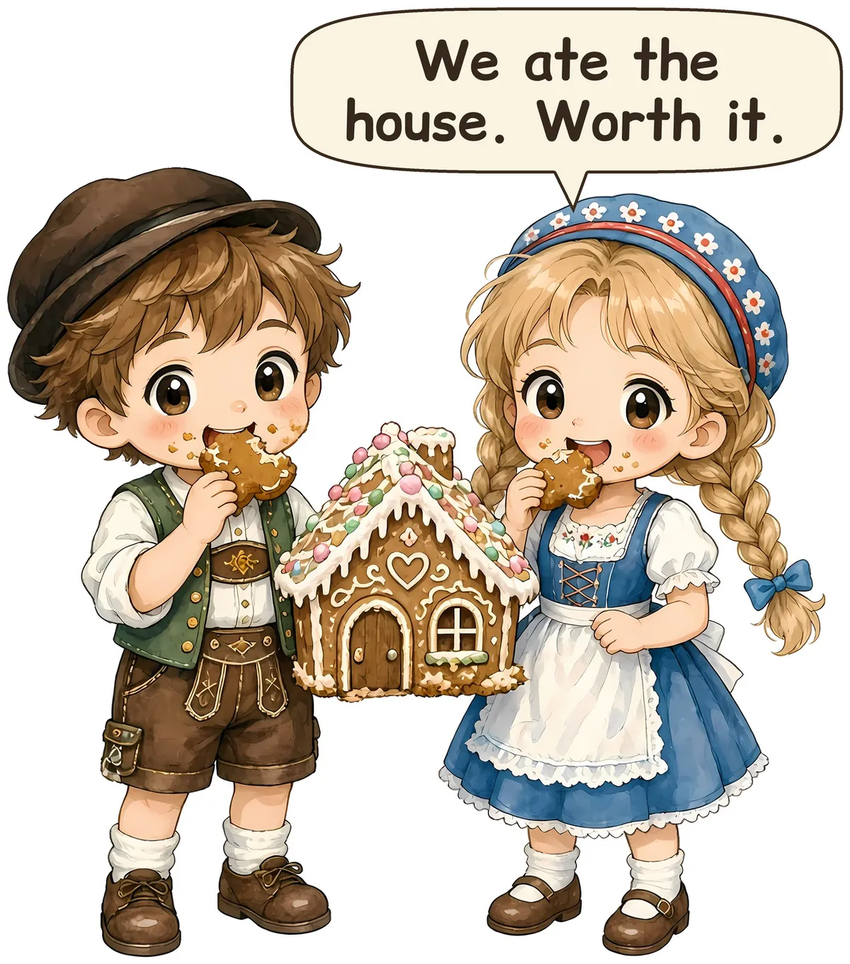 Hansel and Gretel storybook watercolor design