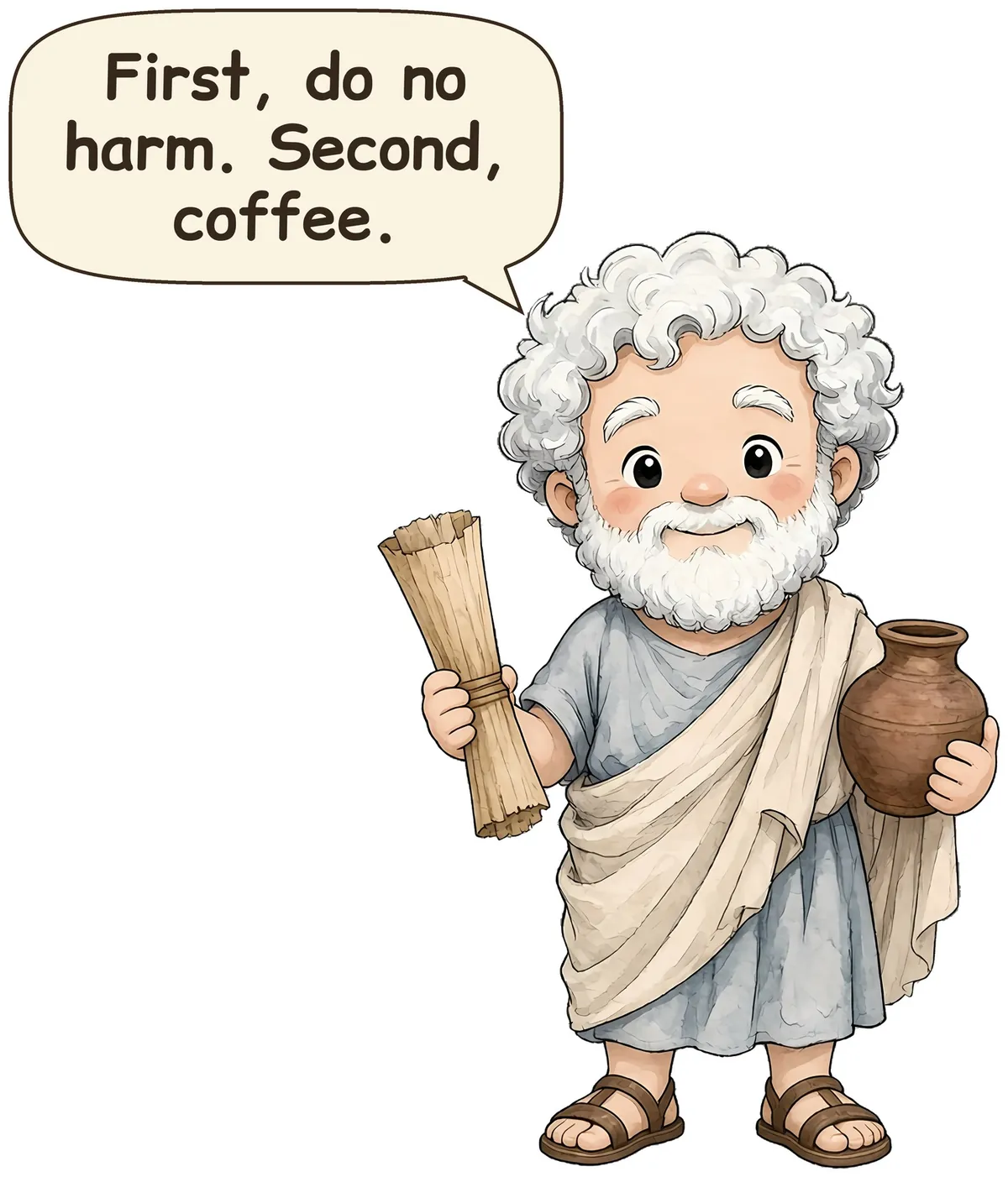 Hippocrates storybook watercolor design