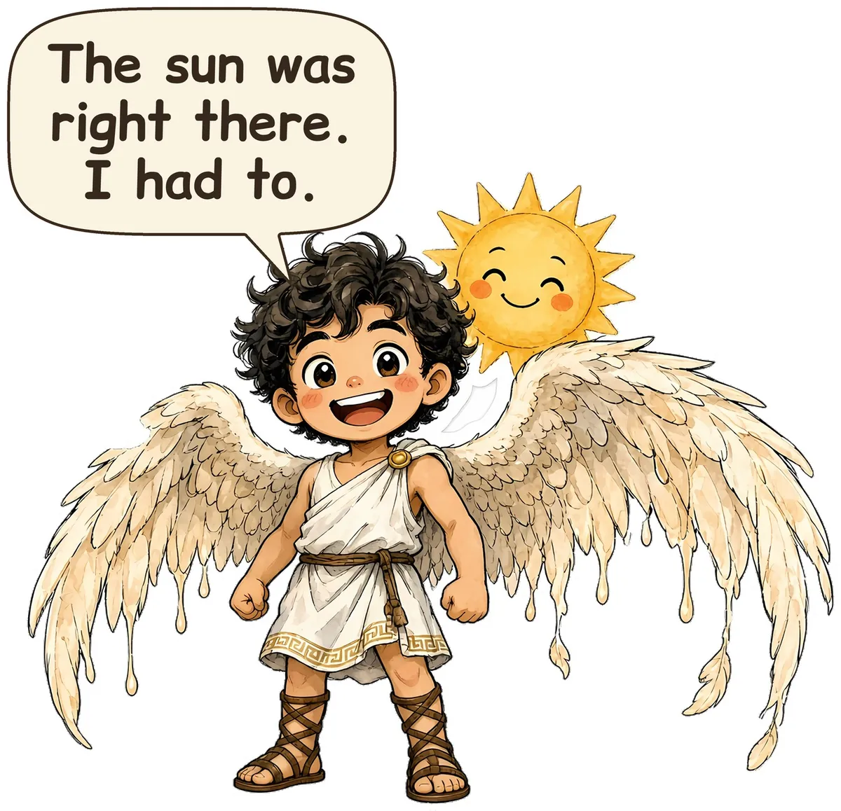 Icarus storybook watercolor design