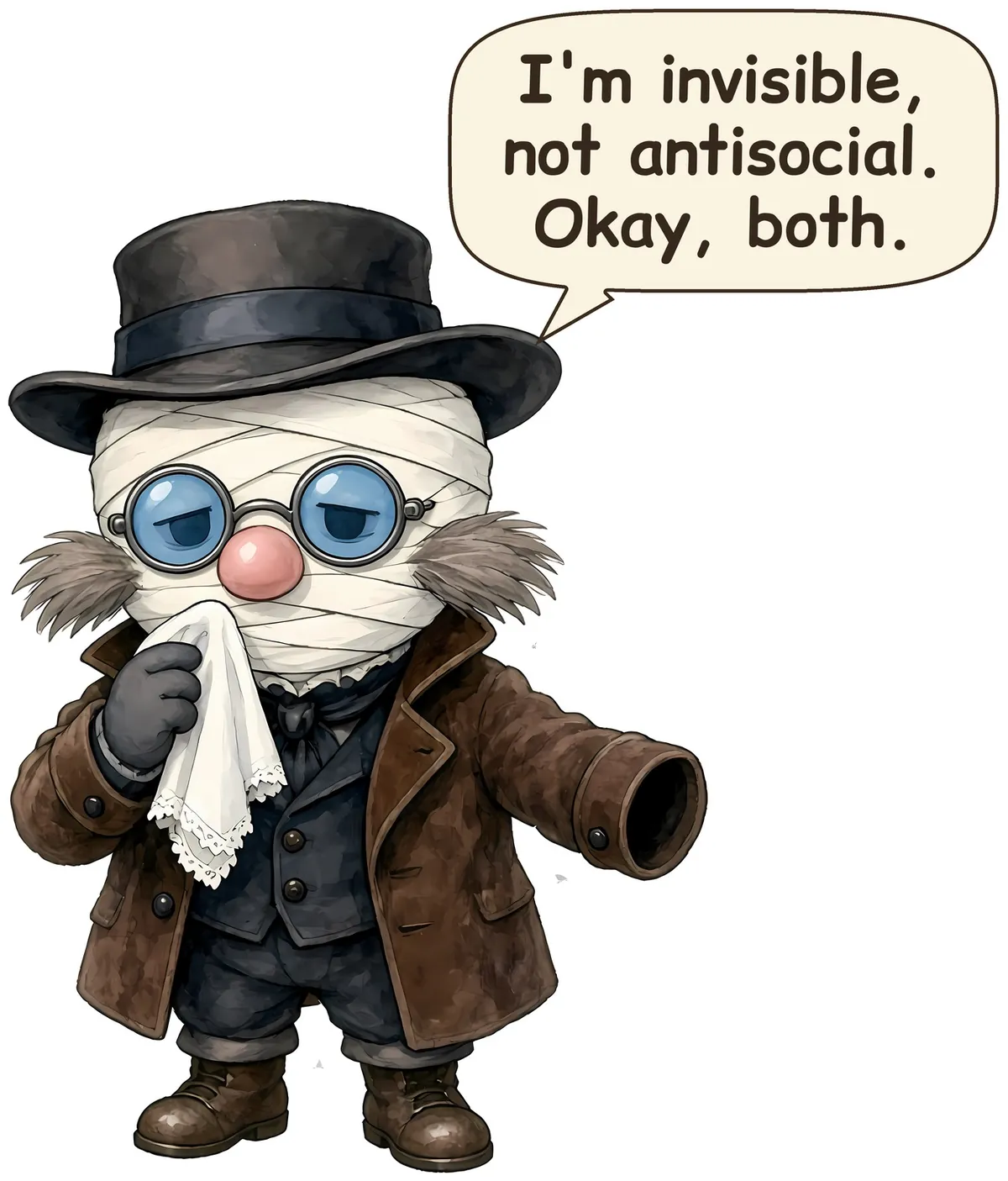 Invisible Man storybook watercolor design