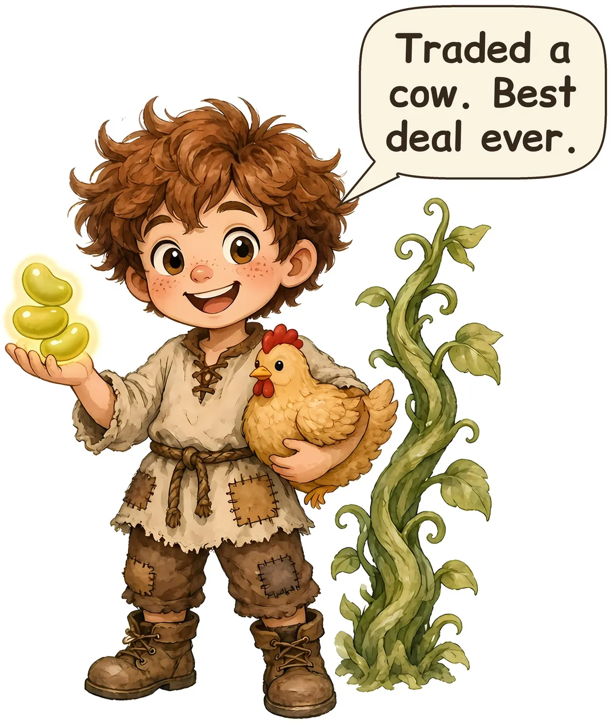 Jack and the Beanstalk storybook watercolor design