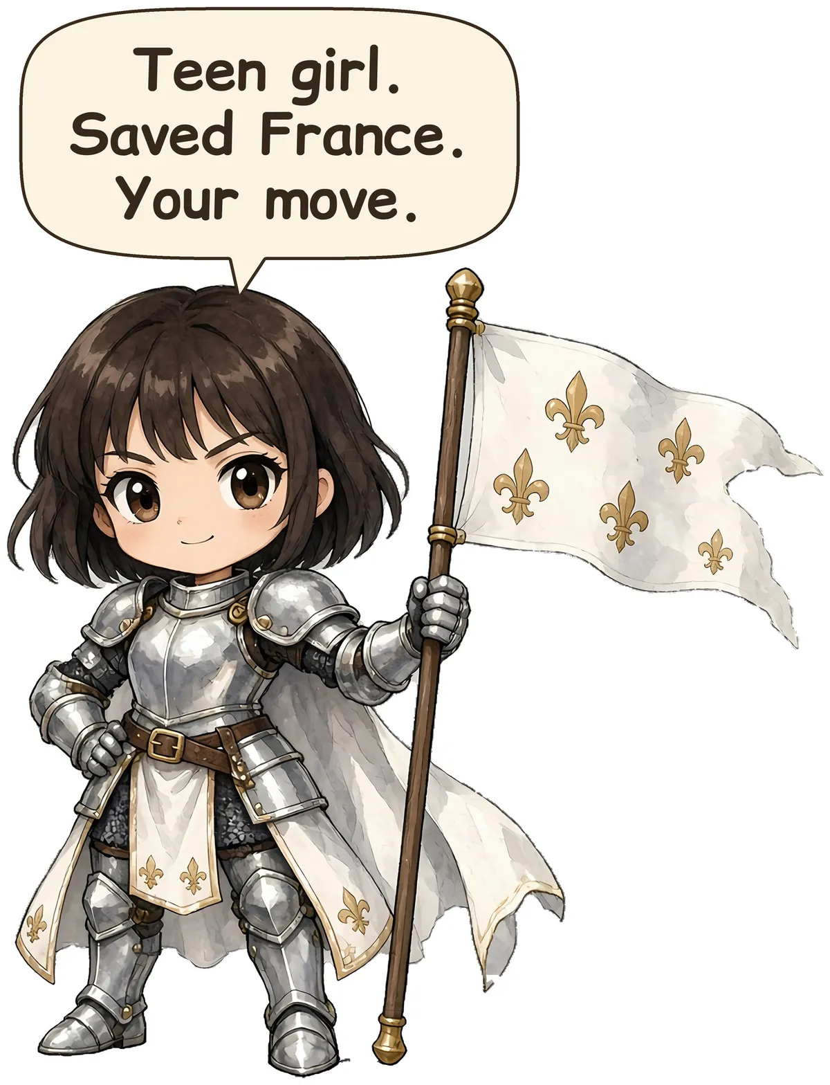 Joan of Arc storybook watercolor design