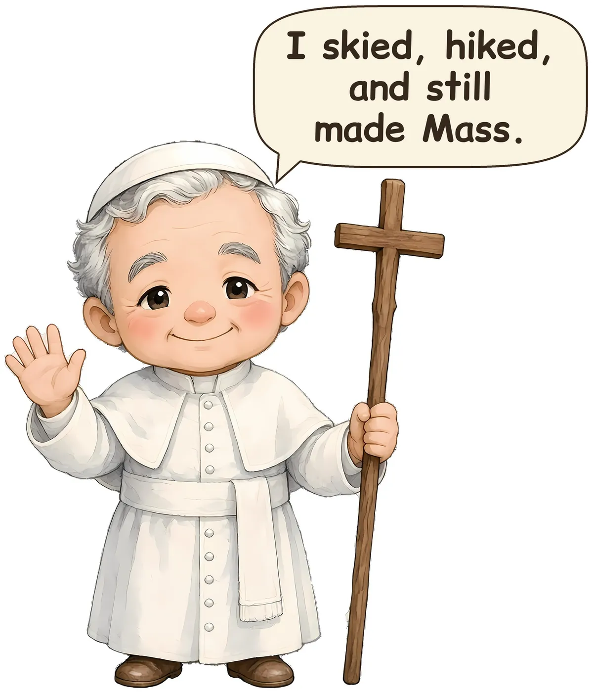 Saint John Paul II storybook watercolor design