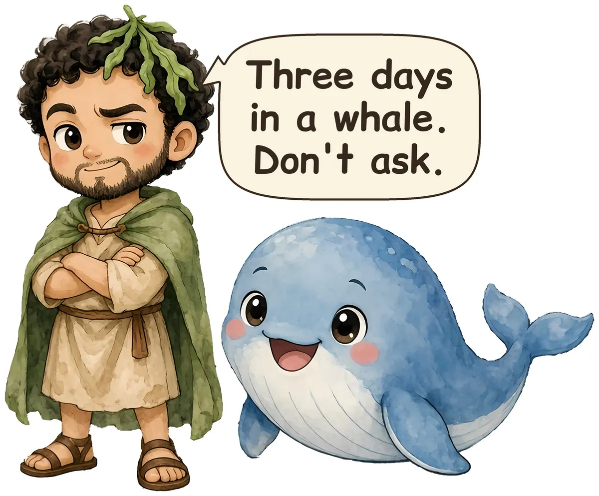 Jonah and the Whale storybook watercolor design