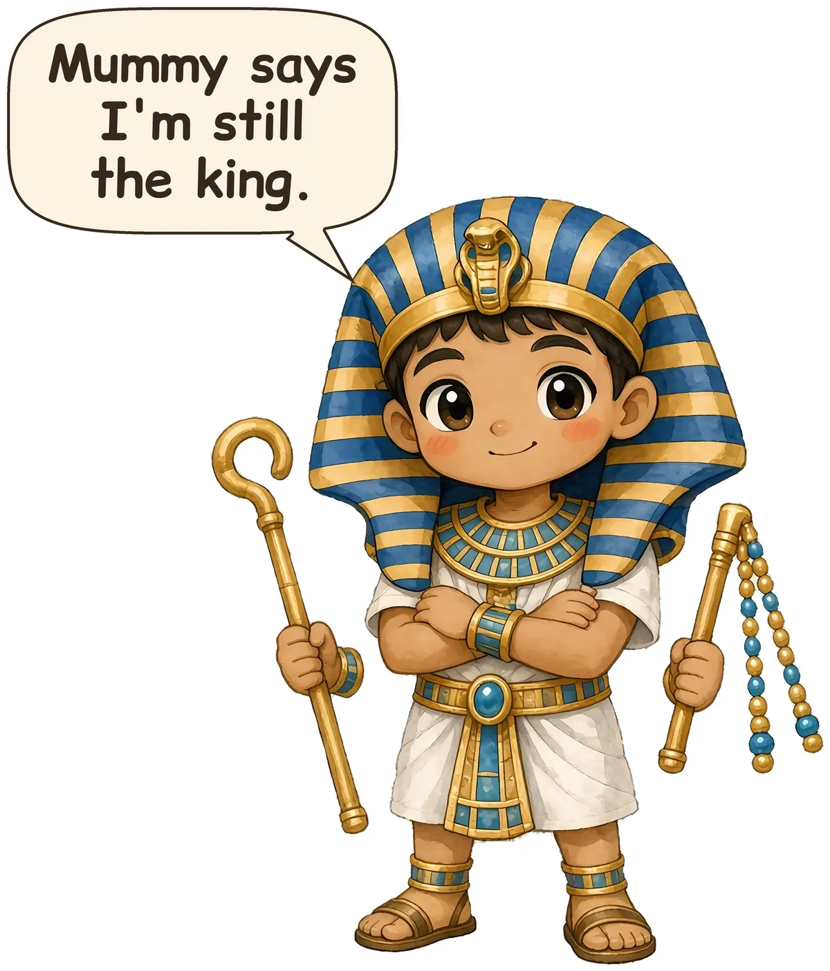 King Tutankhamun storybook watercolor design
