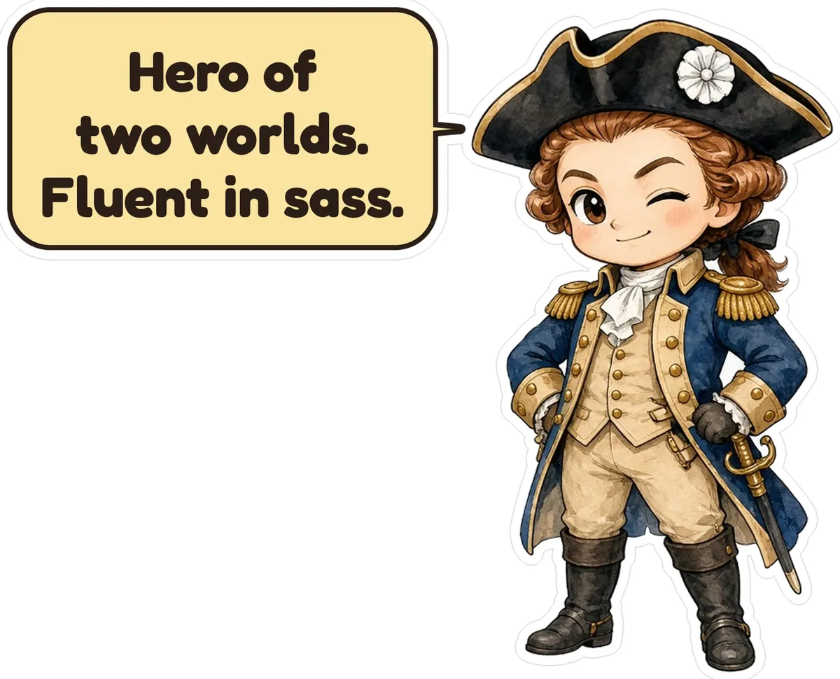Marquis de Lafayette storybook watercolor design