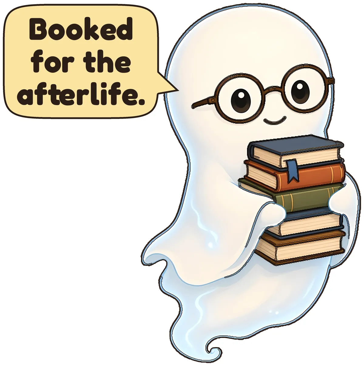 Library Ghost storybook watercolor design