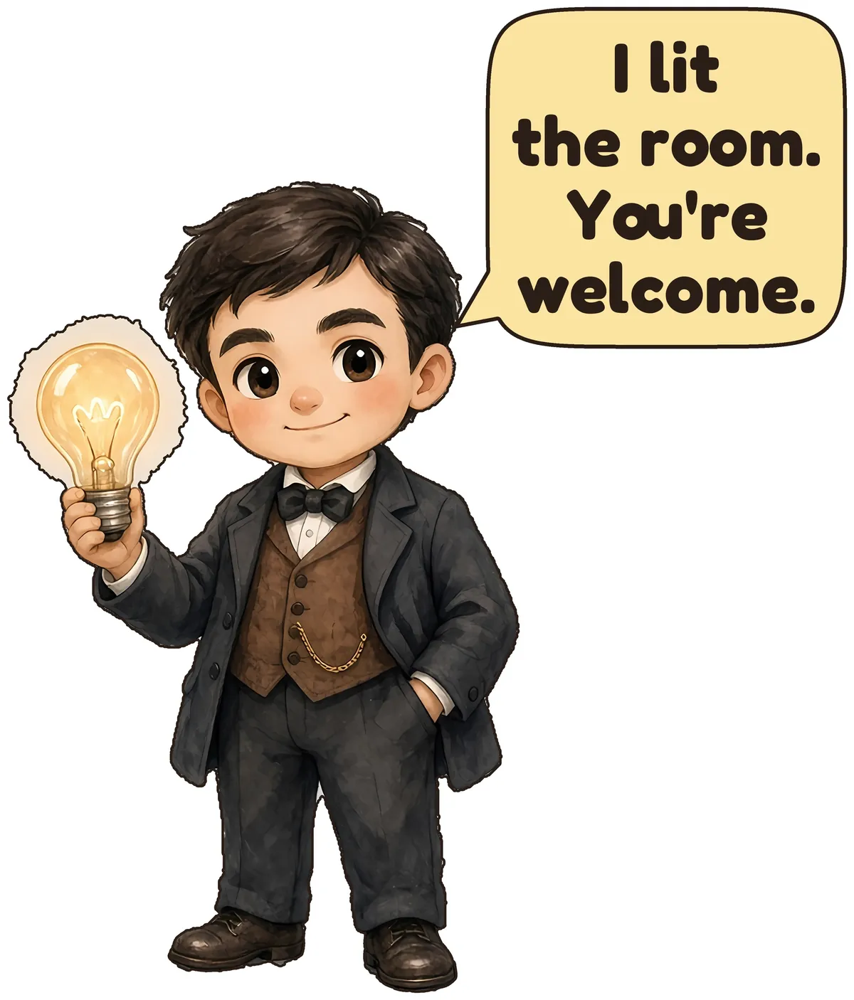 Inventor of the Light Bulb storybook watercolor design