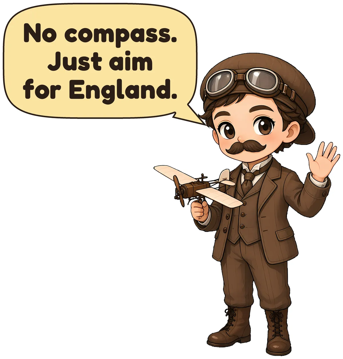 Louis Blériot storybook watercolor design