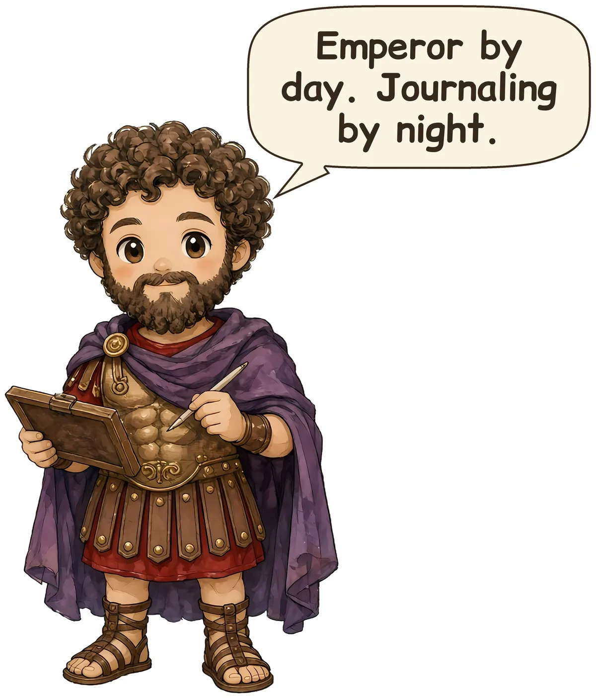 Marcus Aurelius storybook watercolor design