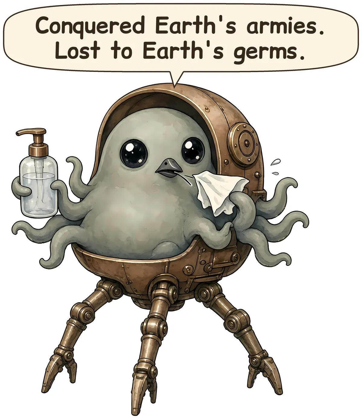 Martian Invader storybook watercolor design