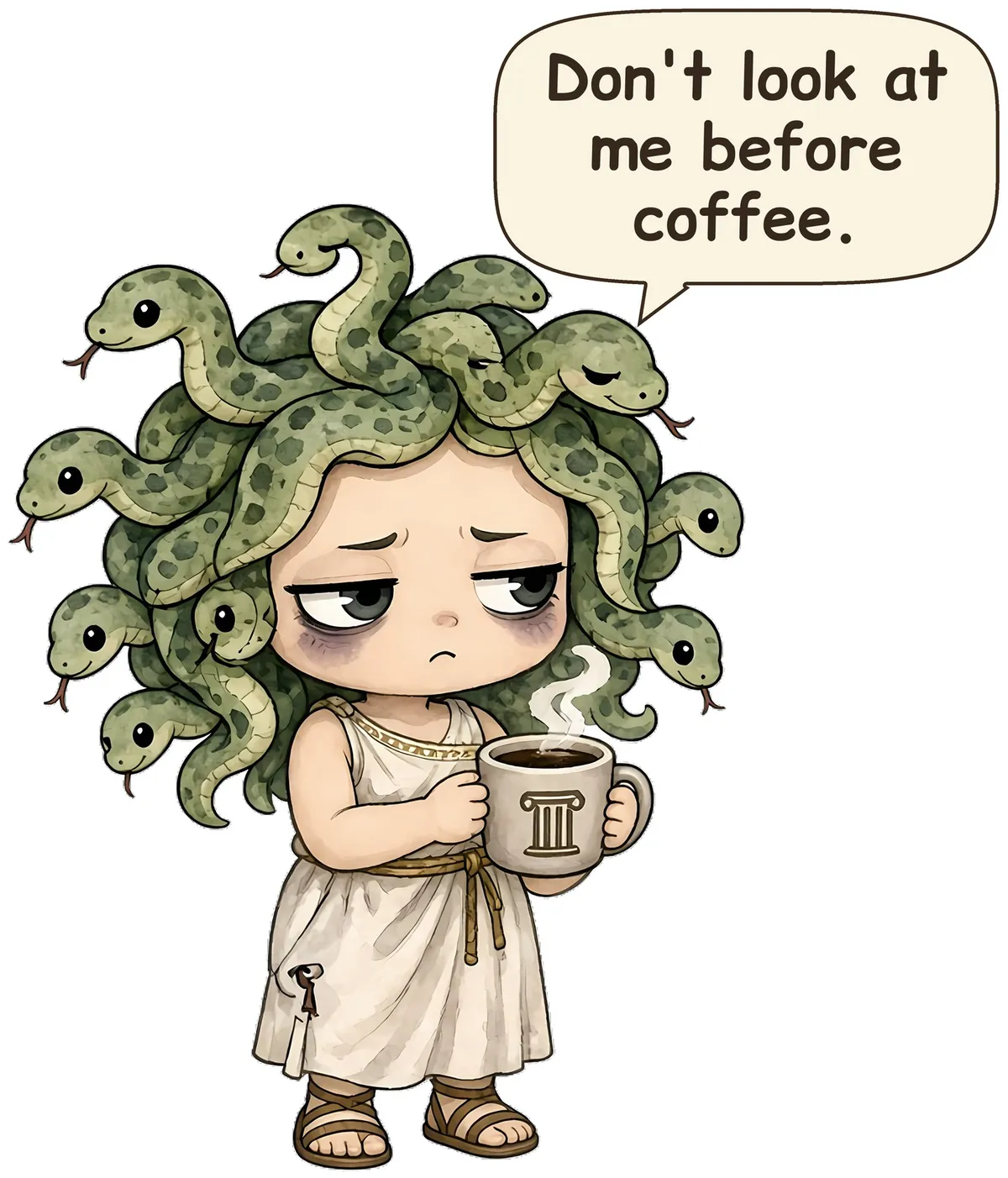 Medusa storybook watercolor design