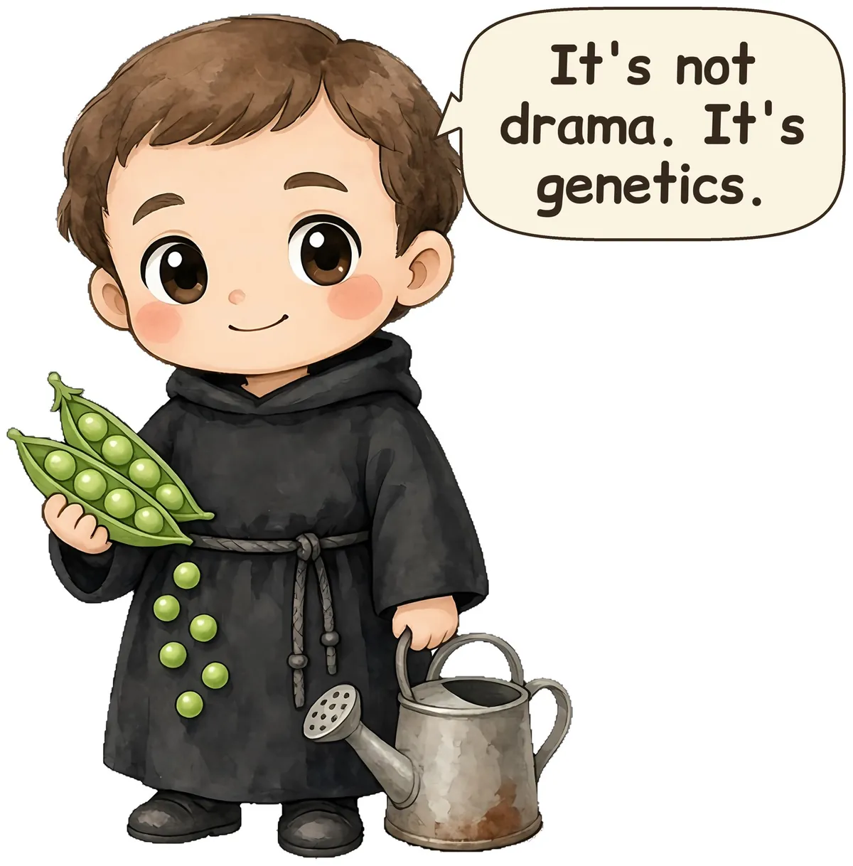 Gregor Mendel storybook watercolor design