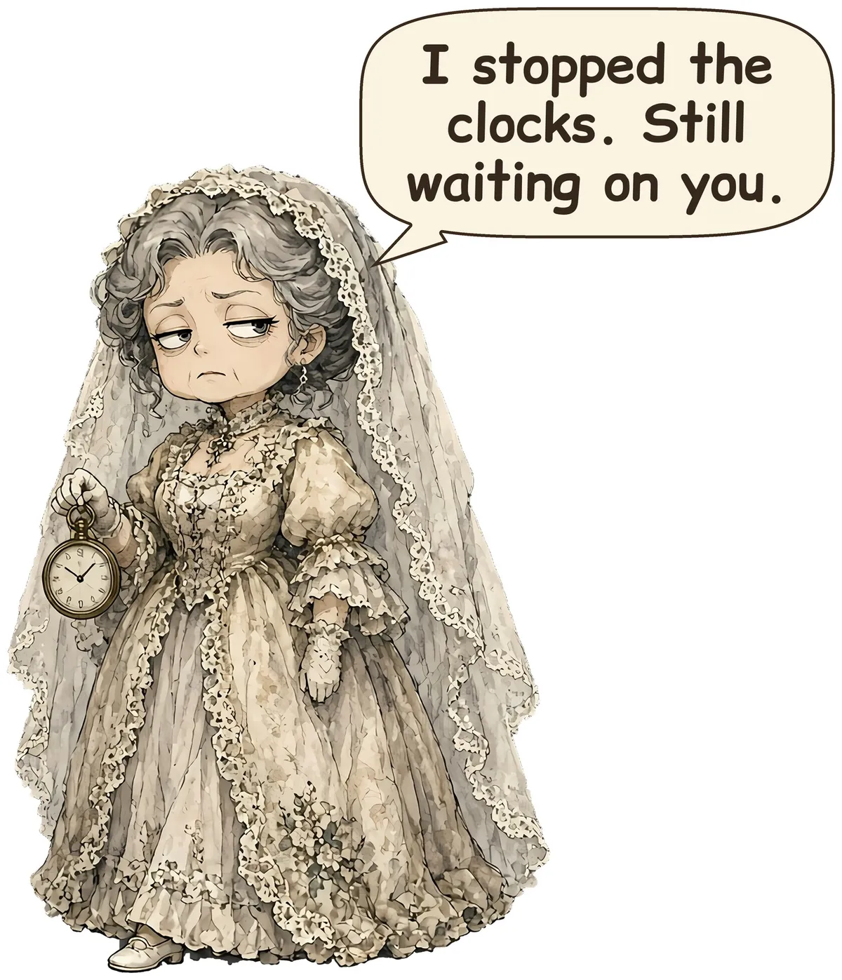 Jilted bride storybook watercolor design