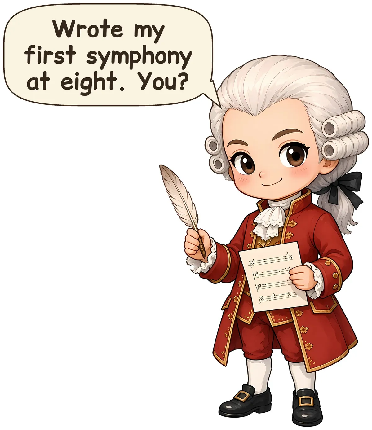 Wolfgang Amadeus Mozart storybook watercolor design