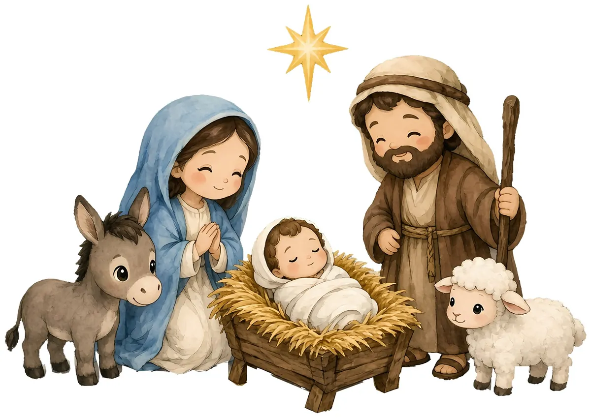 Nativity storybook watercolor design