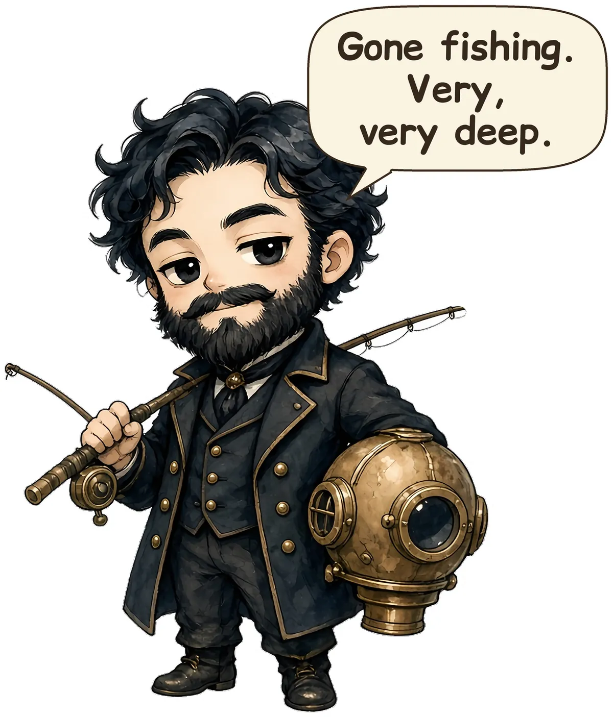 The Submarine Captain storybook watercolor design