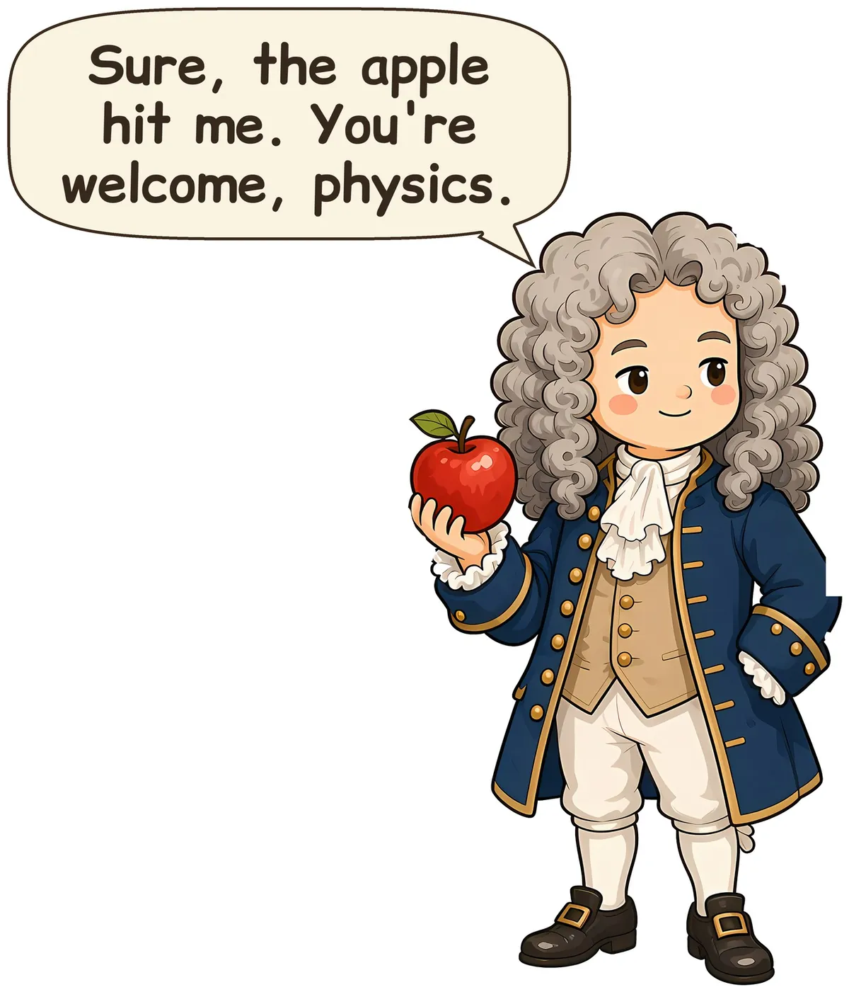 Isaac Newton storybook watercolor design