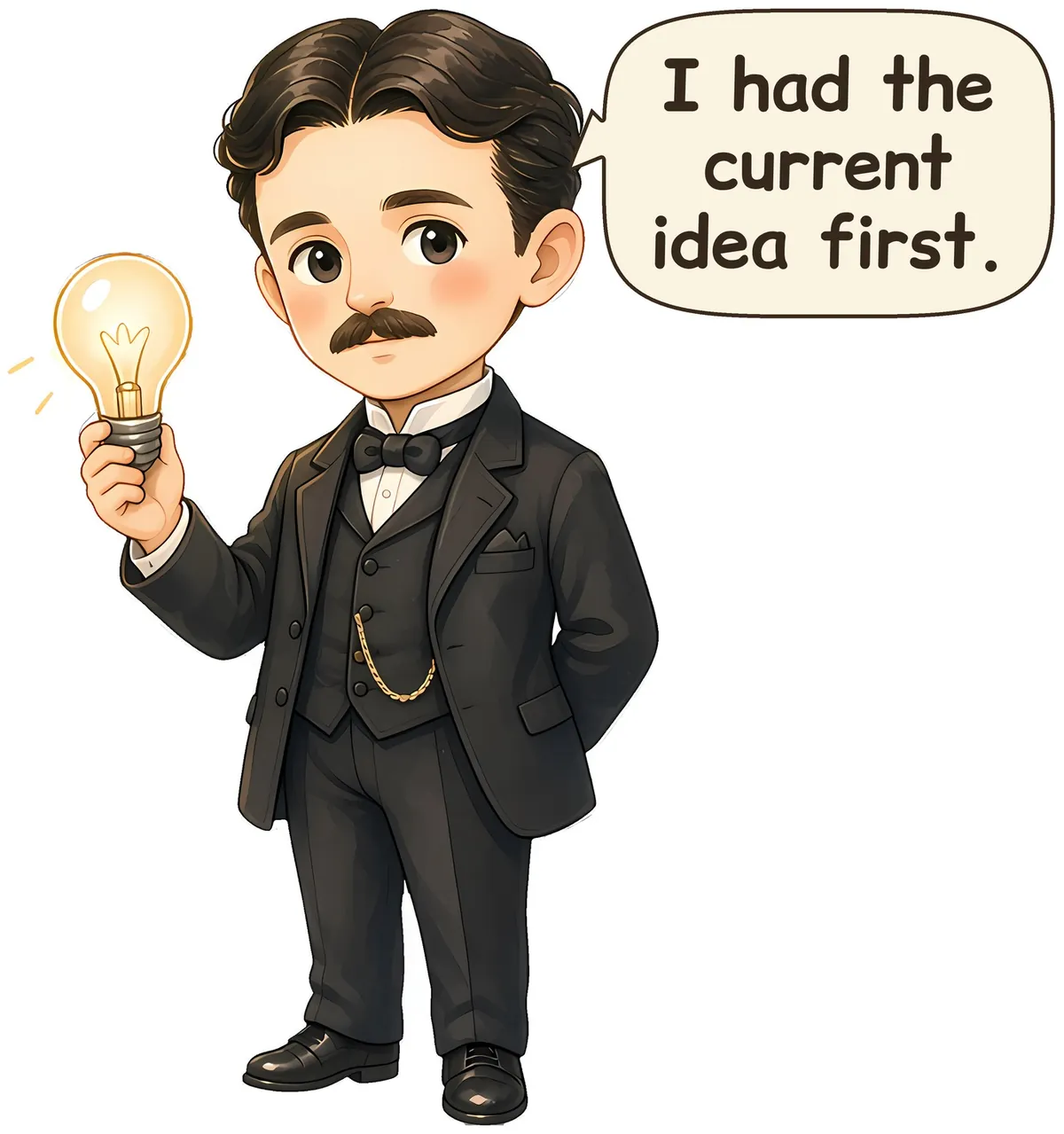Nikola Tesla storybook watercolor design