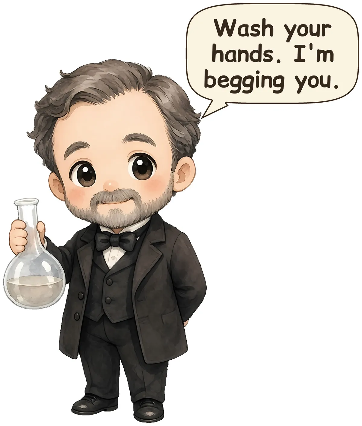 Louis Pasteur storybook watercolor design
