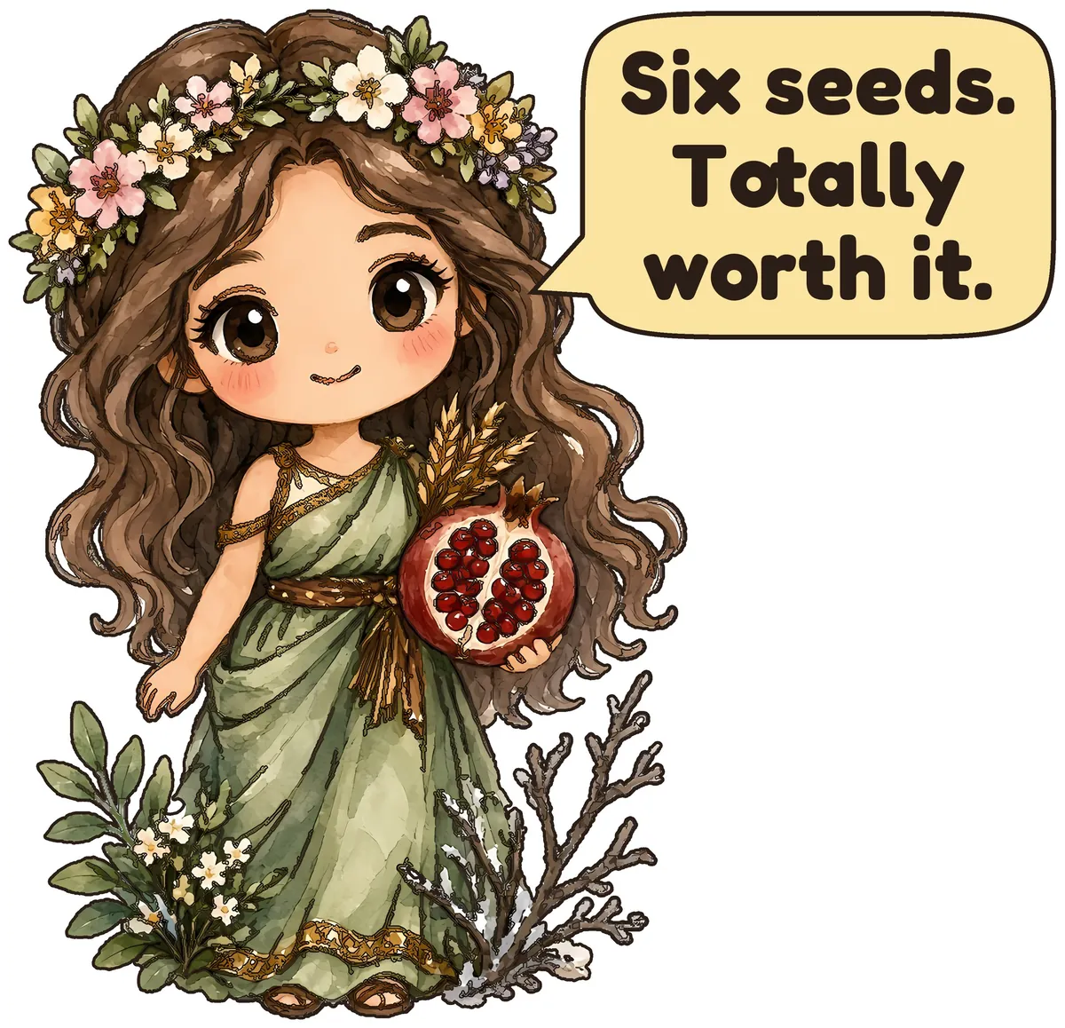 Persephone storybook watercolor design