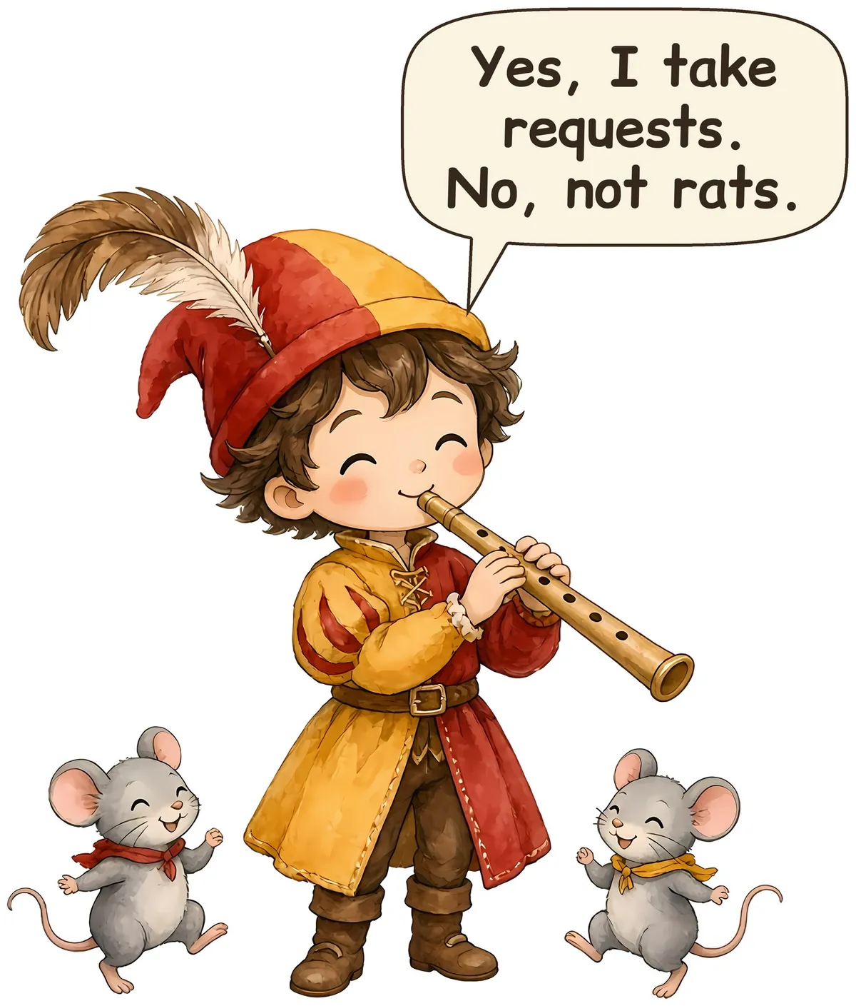 Piper of Hamelin storybook watercolor design