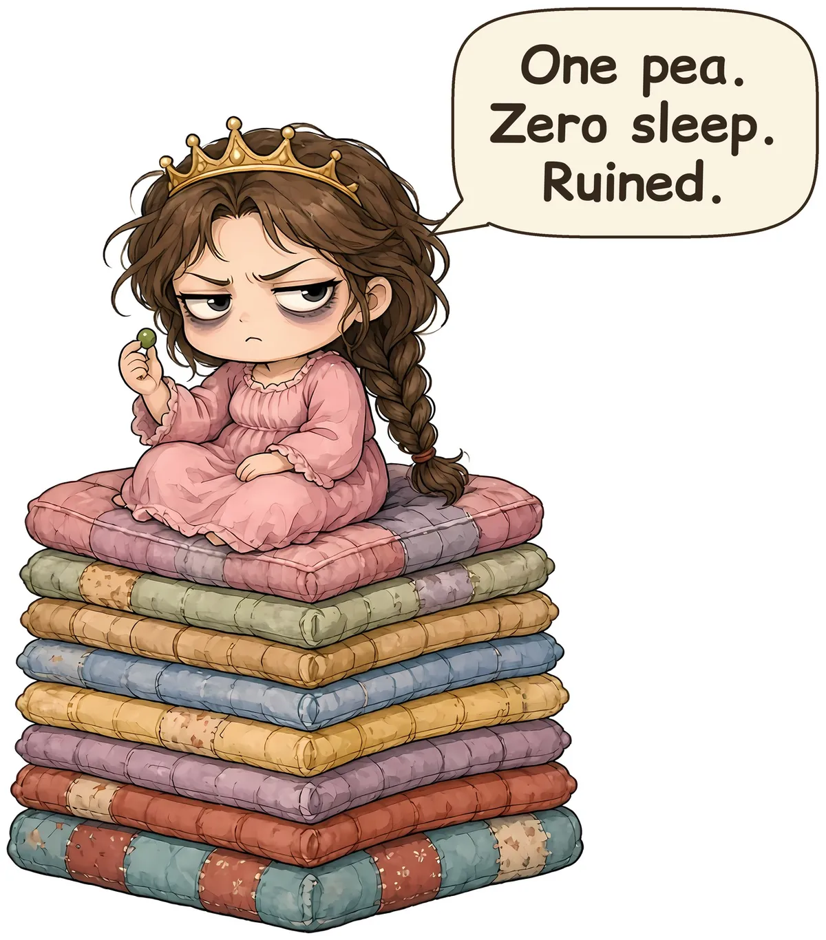Princess and the Pea storybook watercolor design