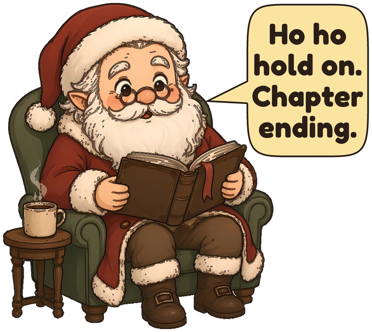 Reading Santa storybook watercolor design