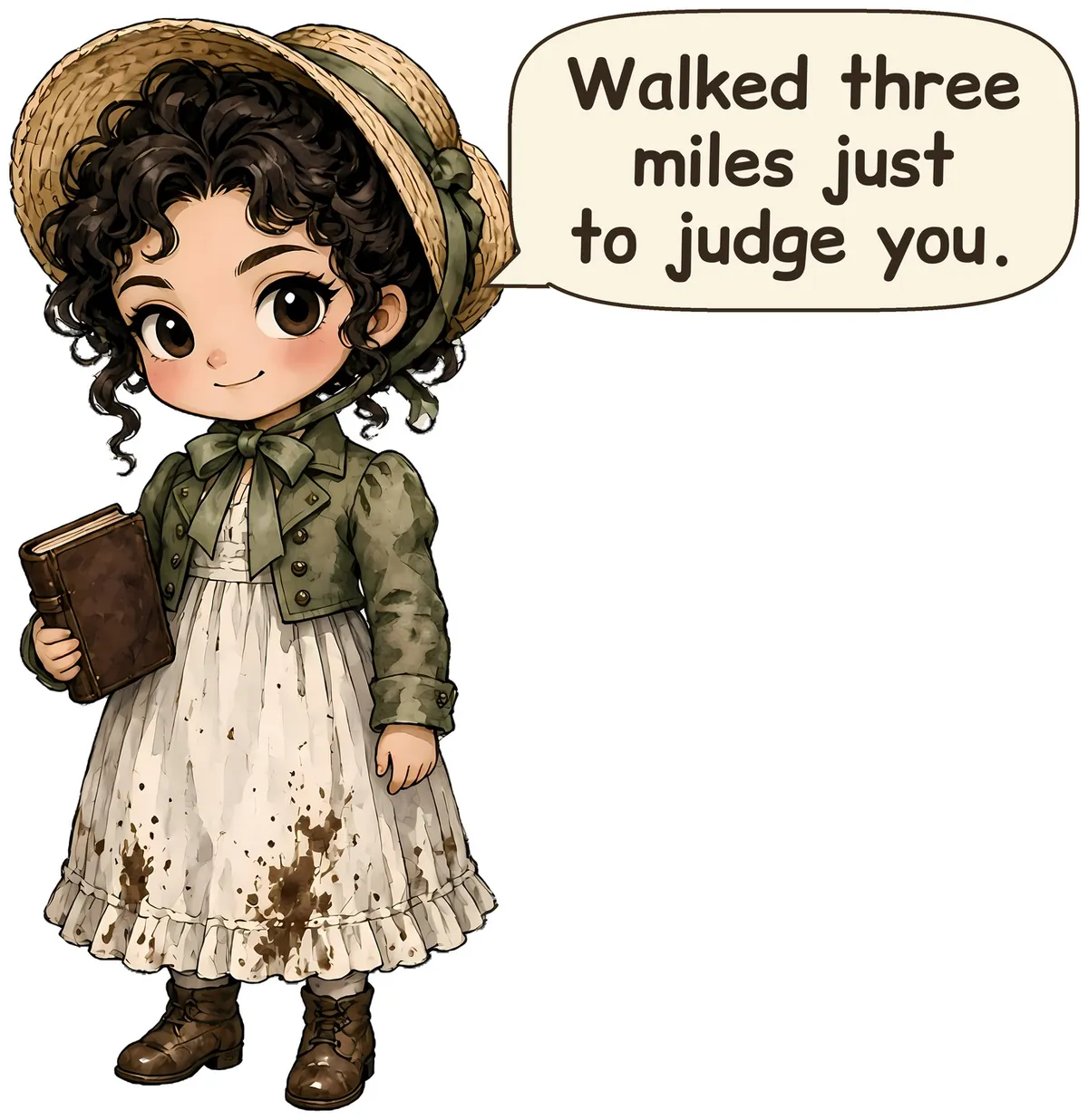 Witty Heroine, Elizabeth Bennet storybook watercolor design
