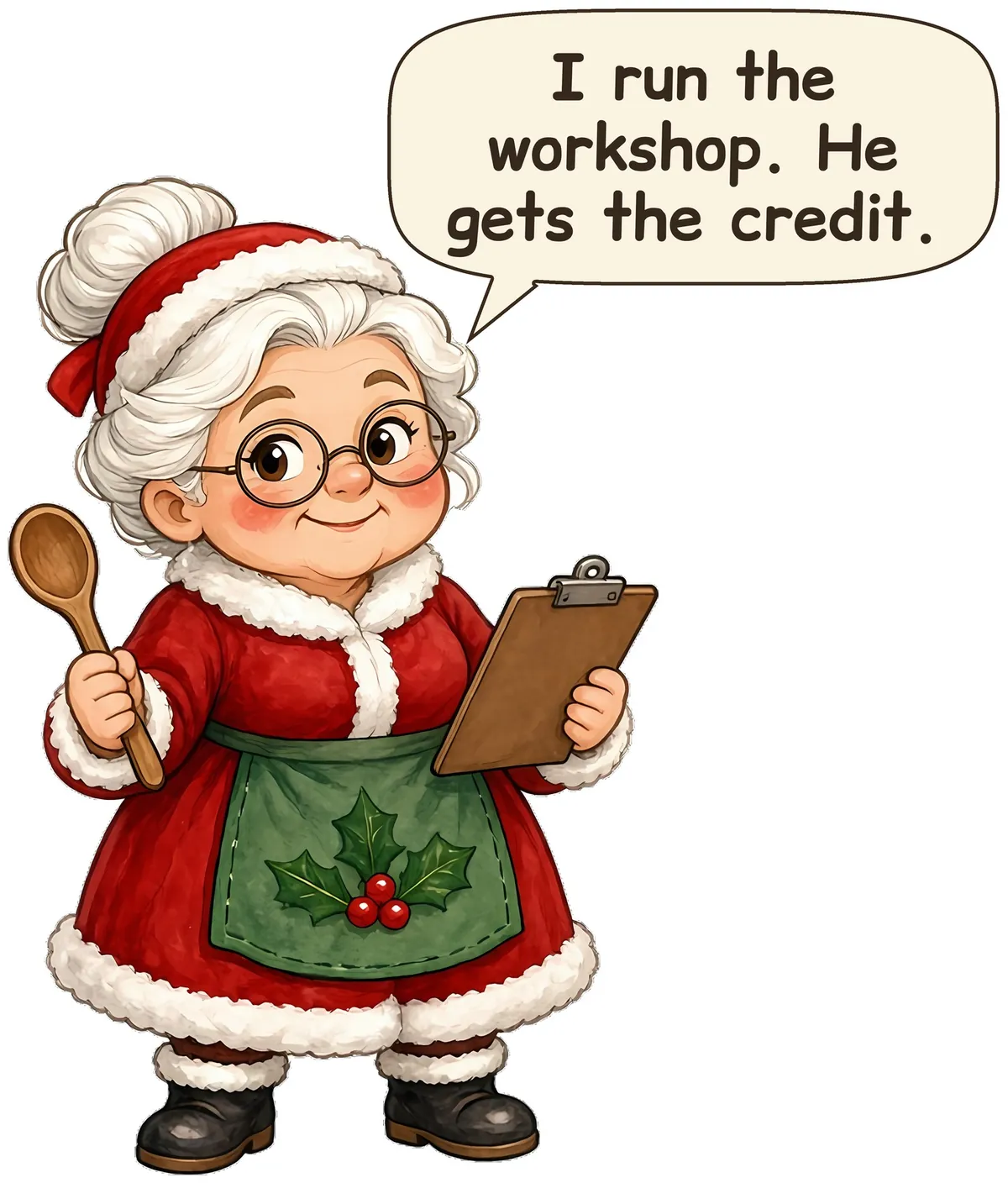Santa's Wife storybook watercolor design