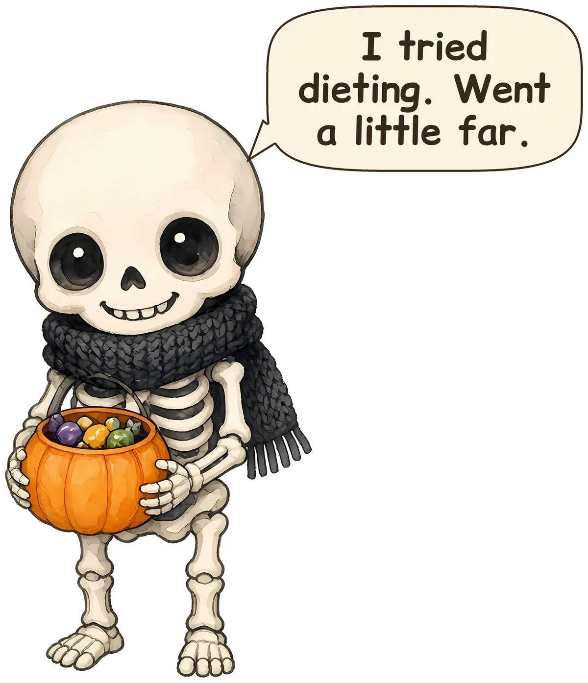 Skeleton storybook watercolor design