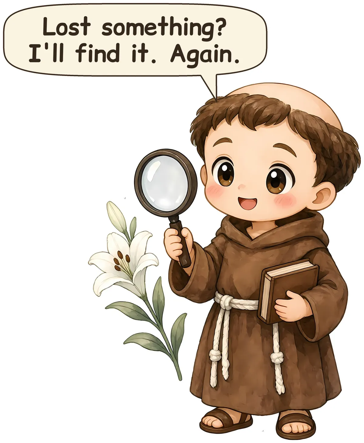 Saint Anthony of Padua storybook watercolor design