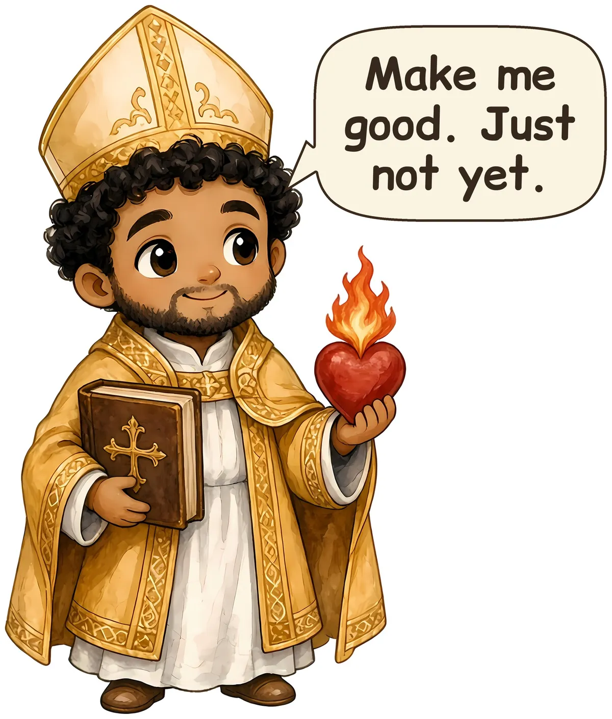Saint Augustine of Hippo storybook watercolor design