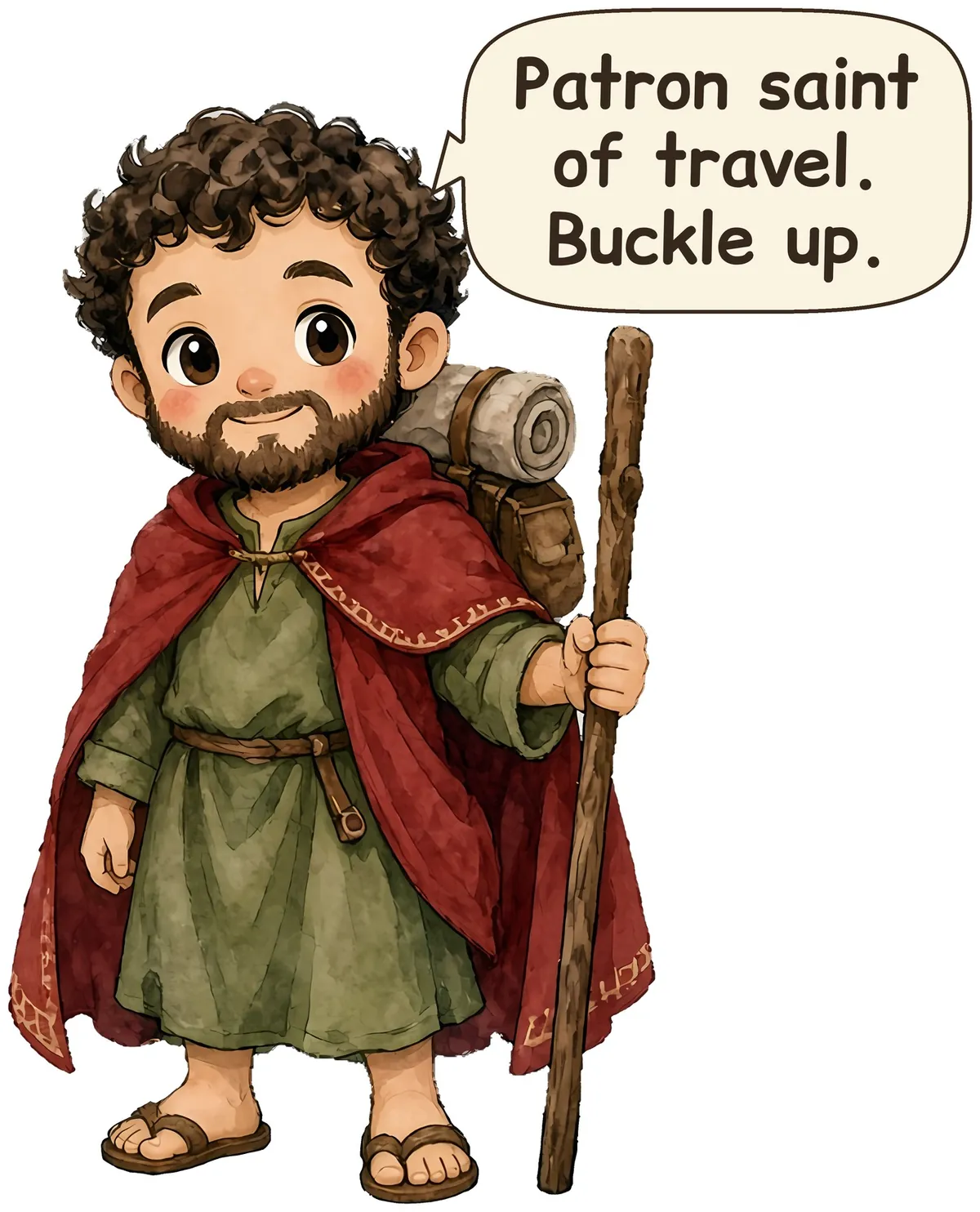 Saint Christopher storybook watercolor design