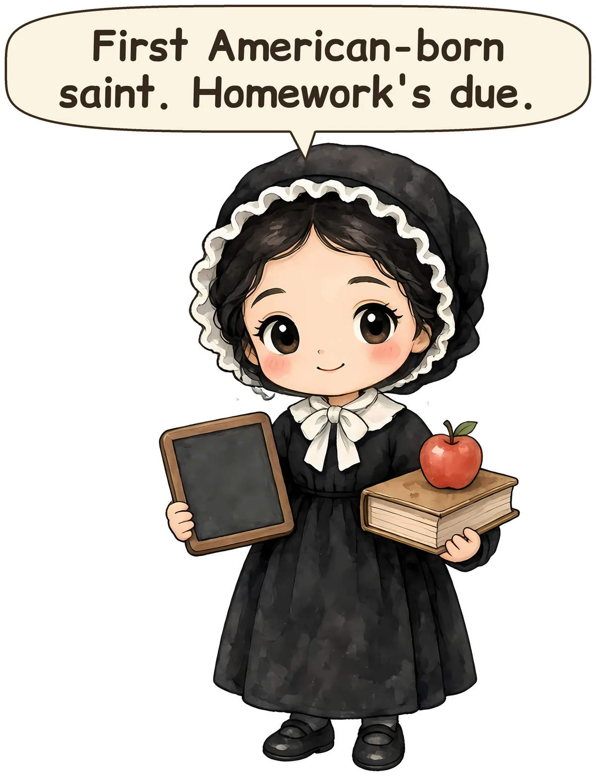 Saint Elizabeth Ann Seton storybook watercolor design