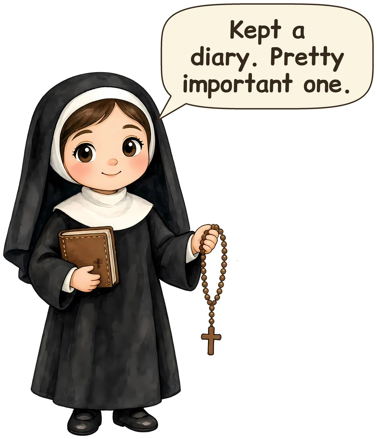 Saint Faustina Kowalska storybook watercolor design