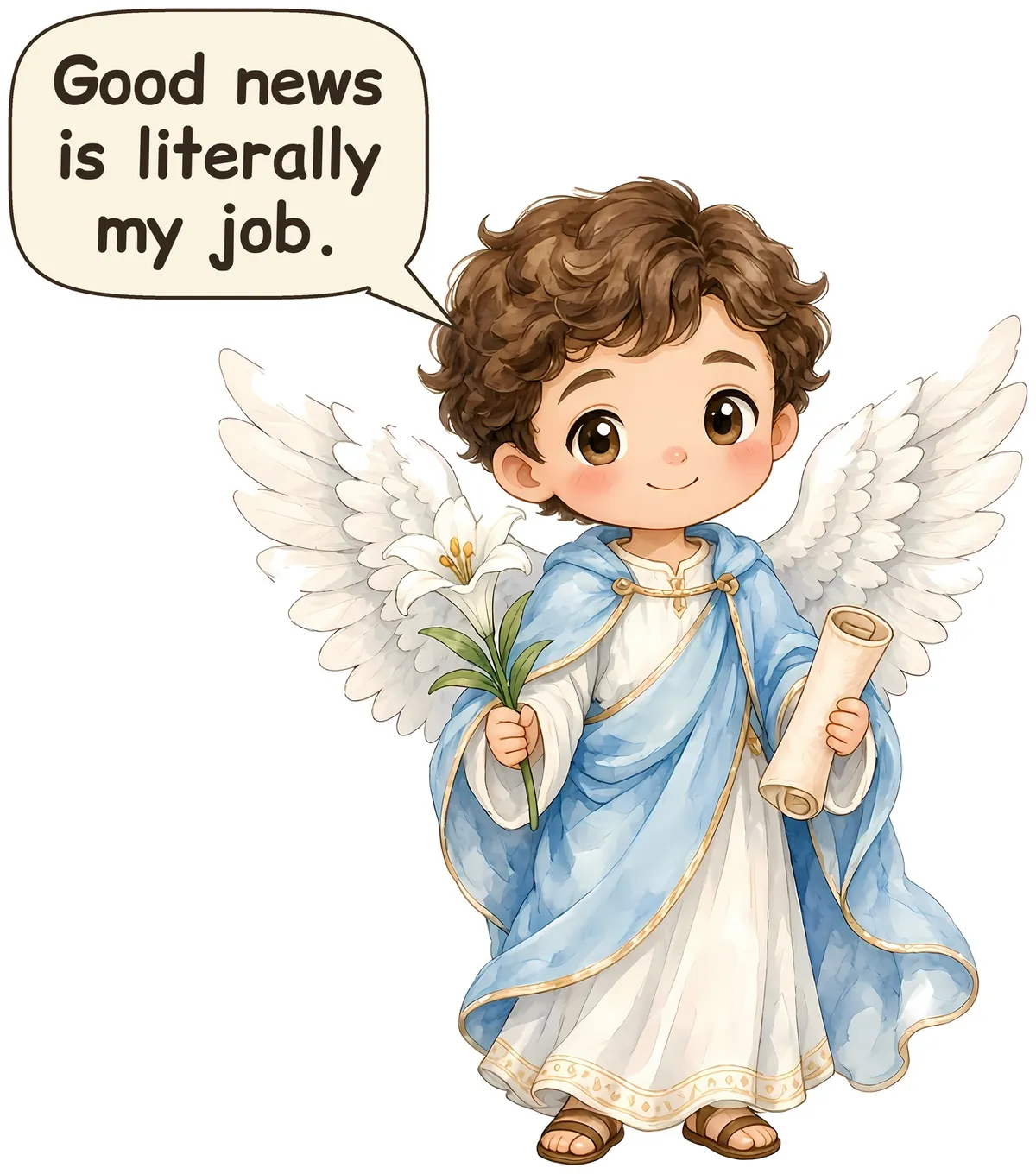 Saint Gabriel the Archangel storybook watercolor design