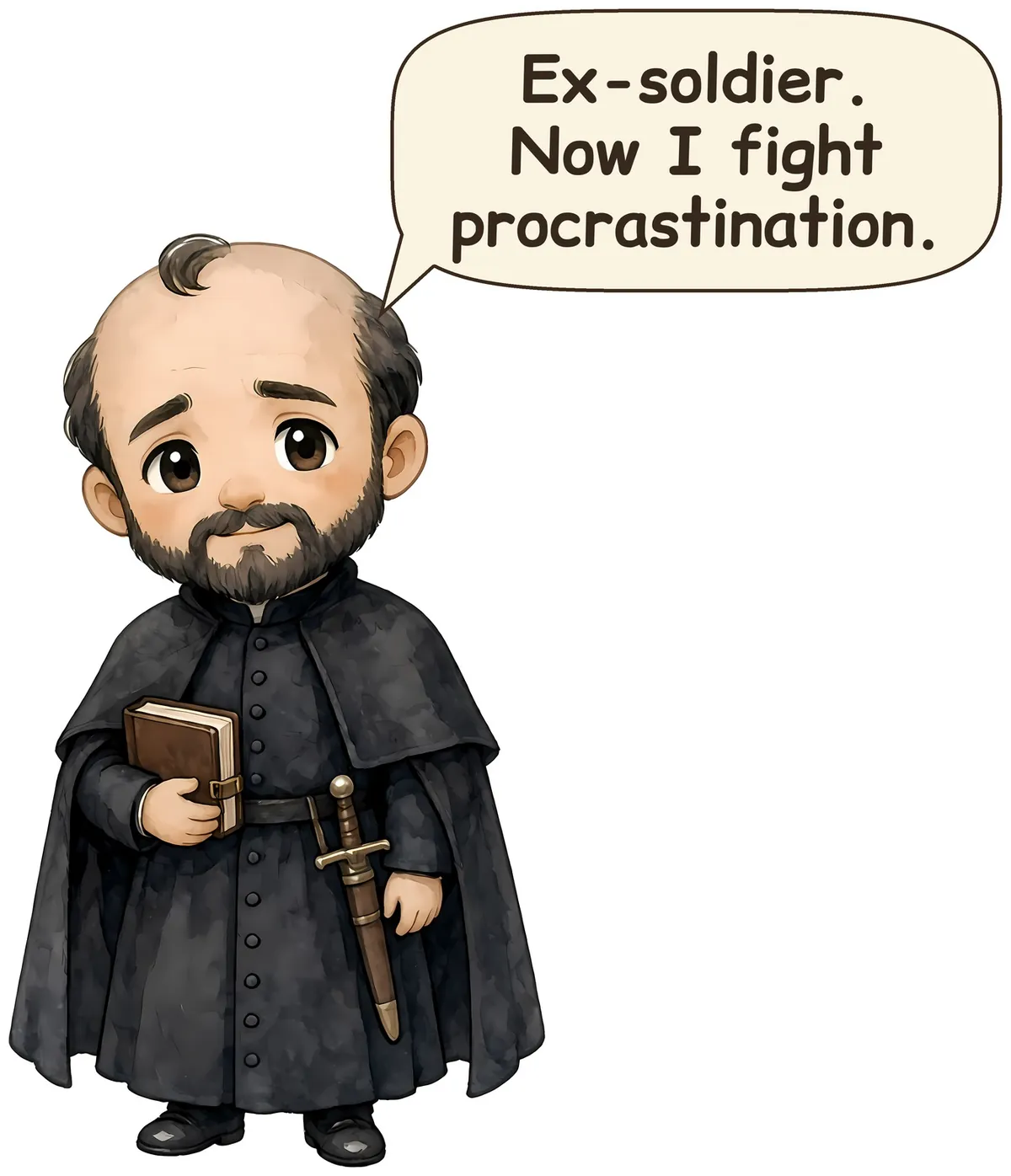Saint Ignatius of Loyola storybook watercolor design